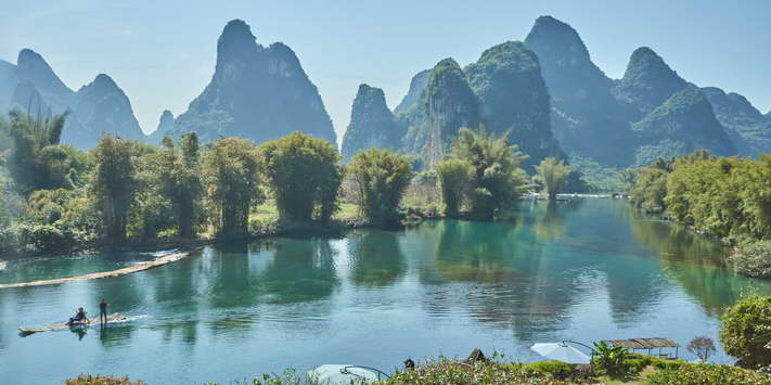 Yulong River view from Yangshuo Mountain Retreat is best among Yangshuo hotels.