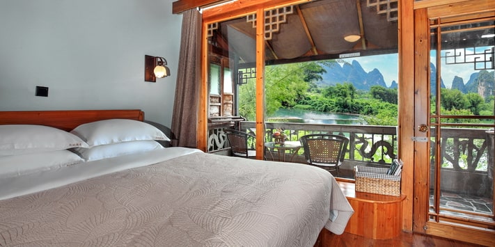 Yangshuo Mountain Retreat single side balcony room is perfect for single travellers on a budget.